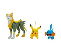 Pokémon PKW2676 Lot de 3 Figurines de Combat Mudkip, Pikachu et Boltund de 7,6 cm - Détails Authentiques