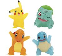 Pokémon PKW2798 Battle Lot de 4 Figurines translucides avec Pikachu de 7,6 cm, Charmandre, Bulbasaur, Squirtle-Détails Authentiques, Argent, Noir