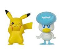 Pokémon Pack de 2 Figurines de Combat Premier Partenaire - Figurines de Combat Coiffeton et Pikachu de 5 cm avec détails Authentiques