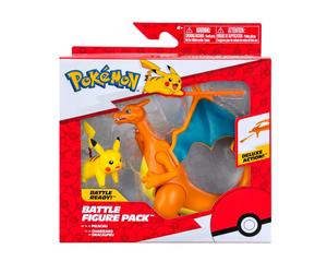 Pokémon PKW3459 - Battle Figure Pack - Glurak & Pikachu, beweegbare glurak met P