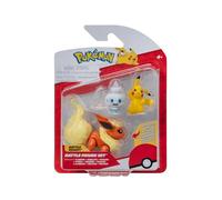 Pokémon PKW3611 - Figurine de Bataille - Pikachu, Gelatini, Flamara - Ensemble de Figurines Officielles