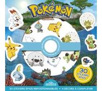 Pokémon - Pochette de stickers épais repositionnables - Défis et cherche-et-trouve à créer ! - Pochette de 30 autocollants épais et repositionnables avec 4 décors - Dès 3 ans