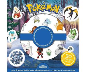 Pokémon - Pochette de stickers épais repositionnables - Vive l'hiver ! - Pochette de 30 autocollants épais et repositionnables avec 4 décors - Dès 3 ans