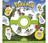 Pokémon - Pochette de stickers repositionnables - Cherche-et-trouve et jeux ! - Pochette de 30 autocollants épais et repositionnables avec 4 décors - Dès 3 ans