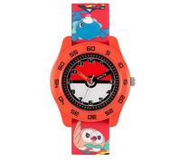 Pokemon POK9023 Montre à Quartz analogique Unisexe pour Enfant avec Bracelet en Silicone, Rouge, Décontracté