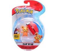 Pokemon pokeball - teddiursa et sa poke ball rouge et blanche - pokeball - clip 'n' go - figurine pokemon orange