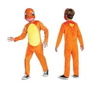 Pokémon - Pokémon Costume Enfant Salamèche Charmander Combinaison avec Masque et Flamme Texturée - Taille M (7 à 8 Ans) - Sous Licence Officielle - Déguisement Halloween, Cosplay ou Fête Déguisée