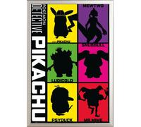 Pokemon - Pokémon - Poster - Détective Pikachu - Silhouette + cadre interchangeable, Shinsuke® Maxi aluminium argent, disque acrylique