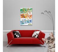 Pokemon - Pokémon - Poster - Premiers partenaires + 1 paquet de tesa Powerstrips® - contenu 20 pièces