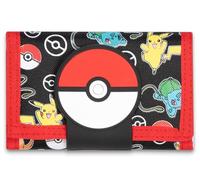 Pokémon - Portefeuille à patch en silicone - Cadeau pour garçons et filles - Compartiment zippé pour pièces de monnaie - Durable et élégant, Rouge, 14 x 8 cm, Décontracté