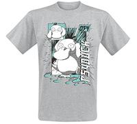 Pokémon Psykokwak Homme T-Shirt Manches Courtes Gris 85% Coton, 15% Viscose Regular/Coupe Standard