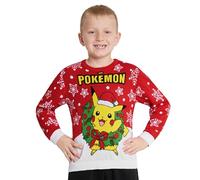 Pokémon Pull de Noel Garcon, Tricoté Sweat de Noel Enfant Mixte - Cadeau Garçon (Rouge, 7-8 Ans)
