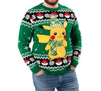Pokémon Pull de Noël Homme | Pikachu Pull de Noël | Sweat de Noël Homme | Vert S
