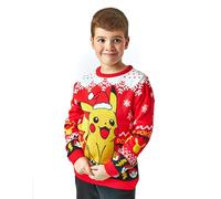 Pokémon Pull de Noël pour Enfants en Rouge | Pull tricoté à Manches Longues Pikachu Festive Holiday pour Enfants | Pull Chaud de Noël en Tricot | Cadeau de Marchandise saisonnière