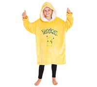 Pokémon Pull Plaid, Poncho Sweat Oversize en Polaire avec Capuche Enfant (Jaune Pikachu)