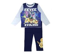 Pokémon Pyjama 2 pièces pour garçons ou Filles avec Évoli, Bleu, 5-6 Ans