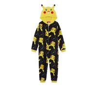 Pokémon Pyjama à Capuche pour garçons ou Filles, Combinaison Pikachu pour Enfants, Grenouillère, Noir, 5-6 Ans