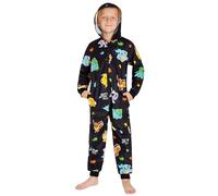 Pokémon Pyjama Combinaison Enfant Pikachu Grenouillère Enfant en Polaire Combi Pyjama Pikachu Dracaufeu 4-14 Ans (Noir AOP, 11-12 Ans)