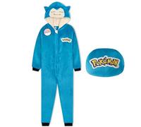 Pokémon Pyjama Combinaison Garçon et Ado 7-14 Ans, Snorlax Gengar Grenouillère à Capuche, Anime Pyjama d'hiver Chaud et Doux (13-14 Ans, Bleu Snorlax)