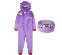 Pokémon Pyjama Combinaison Garçon et Ado avec Capuche, Gengar Snorlax, 2-en-1 Hiver en Polaire, se Transforme en Coussin (9-10 Ans, Violet Gengar Cushion)