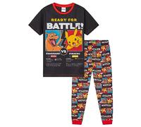 Pokémon Pyjama Enfant Garcon, Ensembles de Pyjama Garçon, Vêtements Enfant Ado 4-14 Ans Pikachu Dracaufeu Gengar (Noir/Orange, 11-12 Ans)