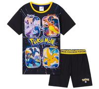 Pokémon Pyjama Enfant Garcon, Ensembles de Pyjama T-Shirt et Short (Noir/Jaune, 13-14 Ans)