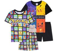 Pokemon Pyjama Enfant Garcon Été, Pyjama Court Manches Courtes, Comfy Vêtement de Nuit pour Ado, Pikachu Cadeau Garcon (9-10 Ans, Multi)