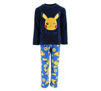 Pokémon Pyjama Garçon, Ensemble 2 Pièces T-Shirt et Pantalon Long, Motif Pikachu Pyjama en Polaire Douce, Taille 10 Ans | Bleu