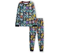 Pokemon Ensembles de Pyjama Garçon et Ado Set Long PJs Doux et Respirant Pyjama Pikachu Enfant Loungewear Cadeau Anime Cadeau Garçon (13-14 Ans, Noir AOP)