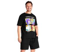 Pokémon Pyjama Homme Humoristique, Ensembles de Pyjama Homme, Pyjama Homme Court Été, Vêtements de Nuit Homme Détente Tailles M-3XL, Cadeau Fête des Pères Original Pikachu (L, Noir)