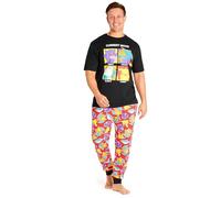 Pokémon Pyjama Homme Humoristique Ensembles de Pyjama Homme Tailles Adulte S-3XL Cadeau Geek Pikachu Dracaufeu Ronflex (Multi/Noir, XL)