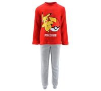 Pokémon Pyjama pour Garçon, T-Shirt et Pantalon Long en Velours pour Garçon, Pyjama en Polaire Douce Pikachu, Taille 12 Ans