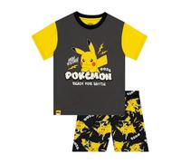 Pokémon Pyjama | Pyjama Garçon Pikachu | PJs pour Enfants | Ensemble PJ Garçon à Manches Courtes | Noir 6-7 Ans