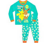 Pokémon Pyjama Unisexe Pikachu et Eevee Ensemble de Pyjama à Manches Longues pour Enfants 8-9 Ans Vert