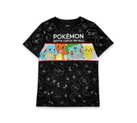 Pokémon Quick ListPokemon Multi Character Boys Black Short Sleeved T-Shirt - 9-10 Ans