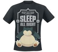 Pokémon Ronflex - Sleep All Night Unisexe T-Shirt Manches Courtes Noir XXL