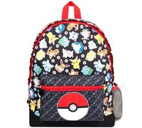 Pokémon Sac à dos d'école pour enfants, sac à dos de voyage à 2 compartiments pour garçons et filles, bretelles ajustables et poche en maille, Noir