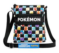 Pokémon Sac Bandoulière Enfant et Ado Sac Pikachu Enfant Gengar Petit Sac à Main pour Shopping Voyage École Accessoire Cadeau Enfant (26x22x3.5cm, Noir/Multicolore