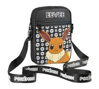 Pokémon Sac Bandoulière Sacoche Enfant Petit Sac Crossbody Bag Multipoches Enfant Ado Idée Cadeau Pikachu Evoli (Noir Évoli)
