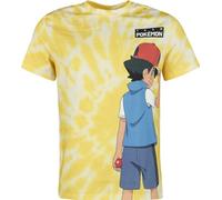 Pokémon Sacha & Pikachu Homme T-Shirt Manches Courtes Jaune L 100% Coton Regular/Coupe Standard