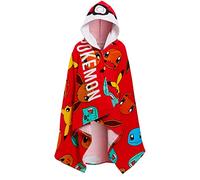 Pokémon Serviette à Capuche 100% Coton pour Enfants - Poncho Pokeball Pikachu - Serviette de Plage et Bain - Wrap à Langer