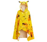 Pokémon Serviette à Capuche Pikachu 100% Coton Enfant 3D Oreilles Costume Pikachu Poncho Serviette de Plage Serviette de Bain Serviette de Natation