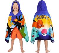 Pokemon Serviette de Bain avec Capuche Garcon, 125x75cm, Pokeball Coton Poncho de Bain Enfant, Douce et Absorbante Natation Serviette de Plage, Voyage Accessoires, Ete Cadeau Garcon (Multi Pokemon)