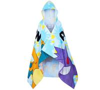 Pokemon Serviette de Bain Enfant et Ado à Capuche Poncho Piscine Coton Absorbant Anime Peignoir de Bain Enfant Piscine Douche Plage Vacances (Bleu, 6-14 Ans)