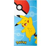 Pokémon Serviette de plage pour enfants - Petite serviette avec imprimé Pikachu - Couleur bleue - 70 x 140 cm - Fabriquée en 100 % polyester de 240 g/m²
