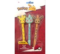 Pokémon Set de 3 Stylos à Bille Rétractables - Pikachu, Bulbizarre et Évoli - Fournitures Scolaires et Papeterie Enfant & Fan - Idée Cadeau Rentrée des Classes et Anniversaire