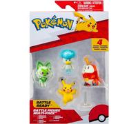 Pokémon Pack de 4 Figurines de Combat Paldea Contient Les Figurines de Combat de 5 cm : Pikachu, Chochodile, Poussacha et Coiffeton