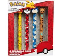 Pokémon Set de 4 Stylos Effaçables Pikachu, Fournitures Scolaires Cute Kit, Papeterie Kawaii, Stylo bille à Encre bleue, Idee Cadeau Enfant Anime (Multi Pikachu & Eevee)