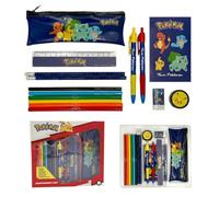 Pokémon - Set de Papeterie Officiel avec Plumier, Carnet, 5 Crayons de Couleur, 2 Crayons HB, 2 Stylos Bille, Gomme, Taille-Crayon et Règle 15 cm - Kit Scolaire Enfant - Idée Cadeau Licence Officielle