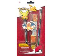 Pokémon Set Papeterie 5 Pièces - Fournitures Scolaires Comprenant 2 Crayon à Papier, 1 Règle 15 cm, 1 Gomme Pikachu & 1 Taille-Crayon Charizard - Cadeau Rentrée Scolaire Enfant